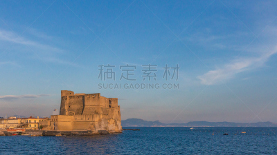 纳布勒斯,意大利,城堡,黄昏,欧洲,图像,海洋,无人,海岸线,旅游目的地