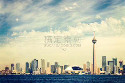 城市天际线,多伦多,水,水平画幅,无人,海港,户外,湖,非凡的,滨水