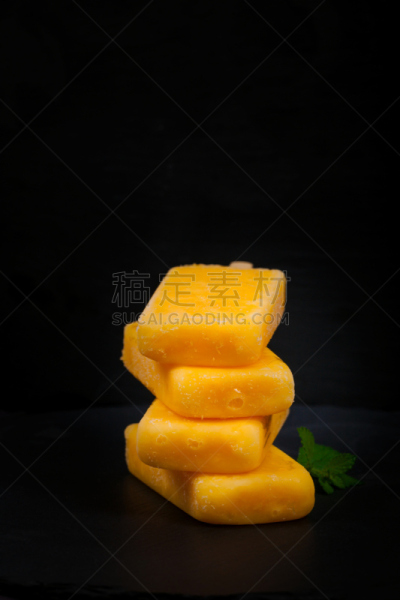 菠萝,水果,冰,冻结的,垂直画幅,冰淇淋,无人,香草兰,奶油,果汁