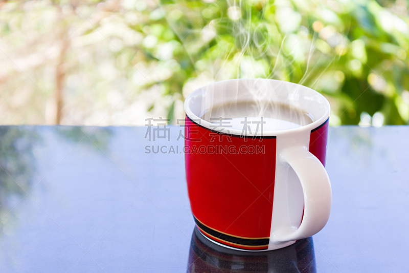 杯,黑咖啡,简单,红松,背景,自然,机敏,水平画幅,早晨,创造力
