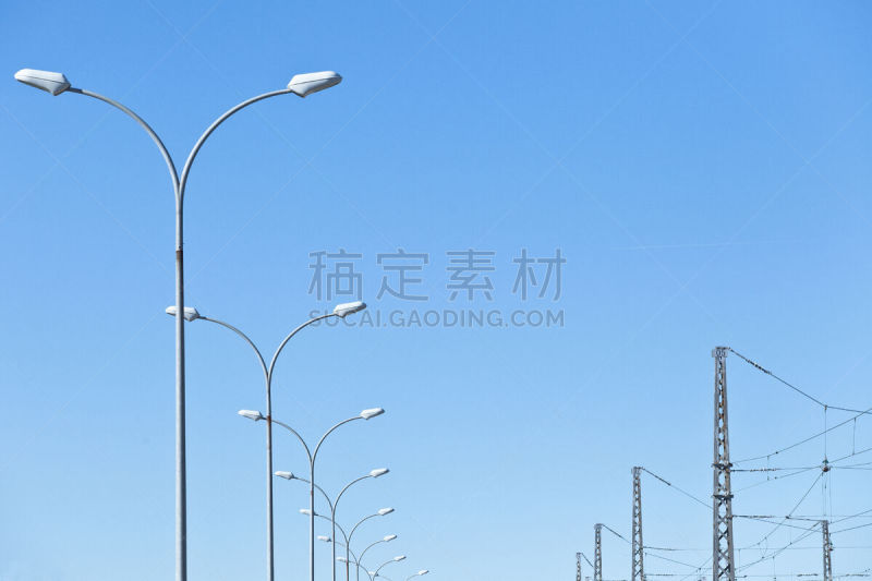 里斯本,路灯,天空,水平画幅,无人,蓝色,曙暮光,户外,城市,葡萄牙