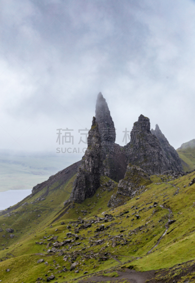 斯凯岛,史都老人,垂直画幅,水,美,暴风雨,山,美人,大西洋,苏格兰