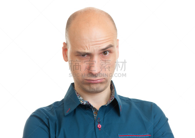 非全秃,男人,男性美,水平画幅,美人,白色背景,人,面部表情,肖像,背景分离