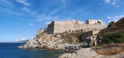 风景,城市天际线,围墙,卡尔维,科西嘉,要塞,远古的,地中海,水,天空