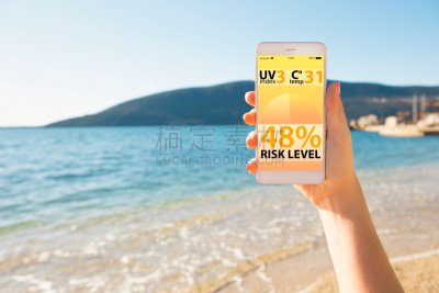平视角,手机,紫外线辐射,决心,申请表,晒黑,休闲活动,旅行者,夏天,仅成年人