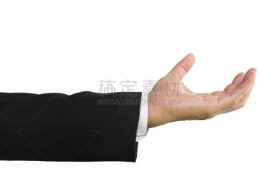 拿着,男商人,手,白色背景,分离着色,食指,拇指,手指,手臂,四肢