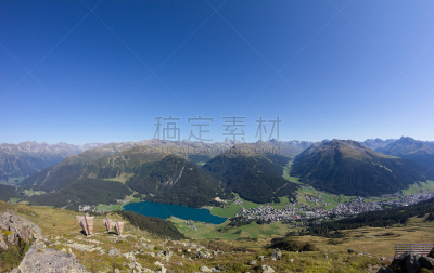 达沃斯,湖,山,看风景,格劳宝登州,天空,水平画幅,无人,夏天,水库