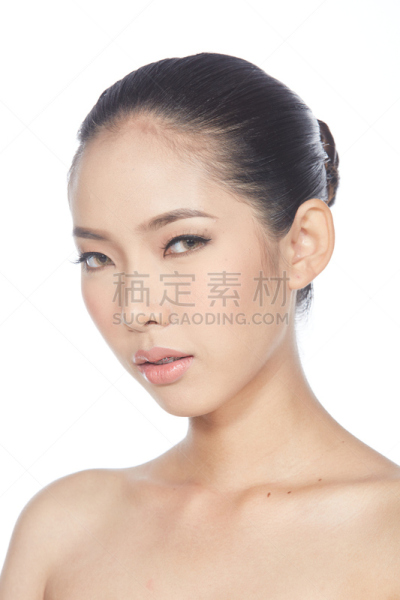 修改系列,粉刺,彩妆,女人,亚洲,皮肤,鼹鼠,头发直立,修版,垂直画幅