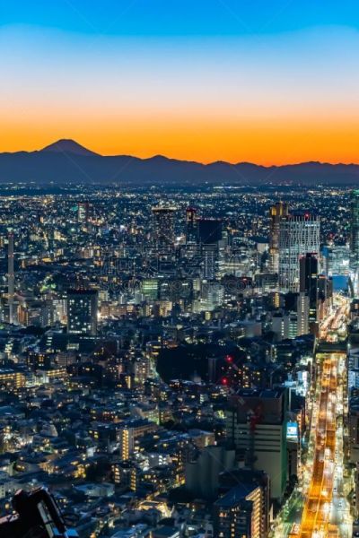 六本木之丘,富士山,夜晚,东京,摄像机拍摄角度,山脊,曙暮光,世界遗产,黄昏,阴影