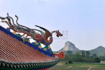 龙,寺庙,佛,山,考奇禅,芭堤雅,金叶,琼不里省,留白,瓦