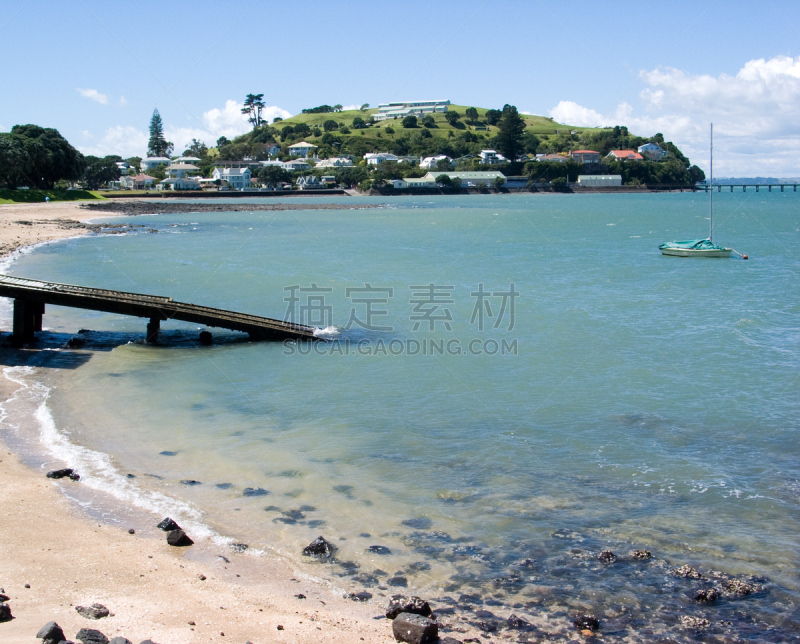 德文波特,北,waitemata harbour,水平画幅,郊区,无人,海港,夏天,户外,城市