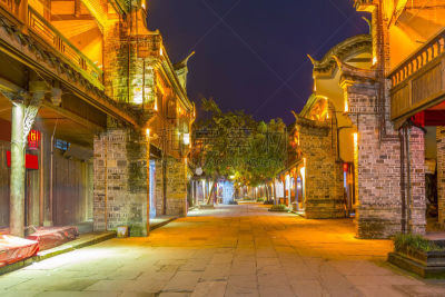 黄龙 ,四川省,城镇,远古的,山谷,客家族,成都,古代,商用码头,水平画幅