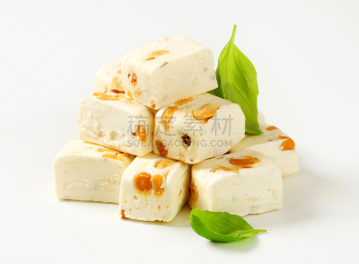 牛轧糖,柔和,立方体,白色,烤的,干果,蜜饯,食品,图像,坚果