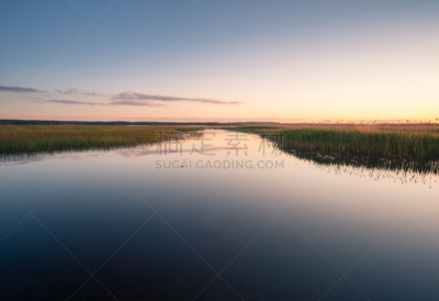 湖,风景,芬兰,宁静,水面,水,天空,富营养化水体,夜晚,夏天