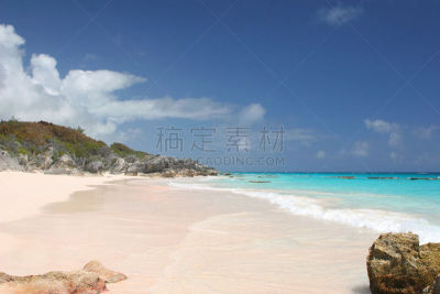 粉色,无人,水,蓝色,海滩,马蹄湾,百慕大,旅途,热带气候