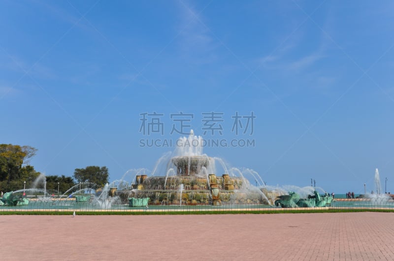 白金汉大喷泉,芝加哥市,国际著名景点,伊利诺斯州,公园,现代,著名景点,鸟类,园林,喷泉