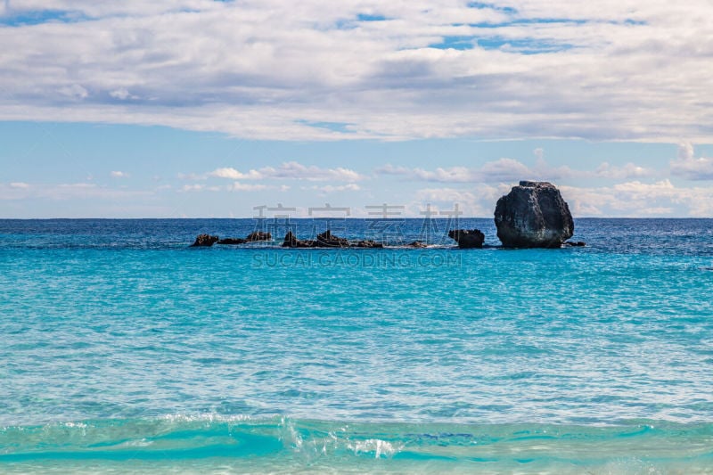 百慕大,海景,热带气候,大西洋,自然美,海岸线,绿松石色,岩石,水湾,夏天