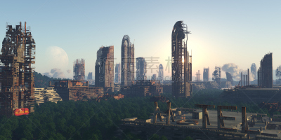 城市,建筑外部,全景,摩天大楼,图像,科幻片,无人,户外,水平画幅