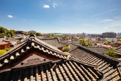 韩国,北村韩屋村,传统,巷,著名景点,屋顶,朝鲜半岛,背景,户外,旅行者