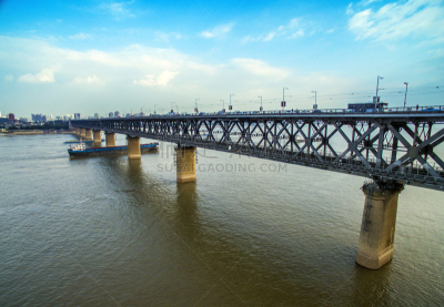 河流,桥,湖北省,长江,铁路桥,水,天空,水平画幅,无人,当地著名景点