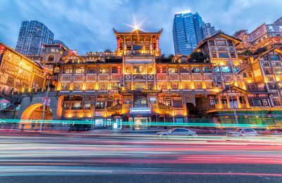 重庆,洞穴,夜晚,商务,图像,著名景点,无人,商业金融和工业,水平画幅,建筑