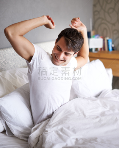 疲劳的,健美身材,男人,早晨,青年男人,手臂,男性美,人,伸展,起床
