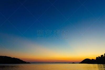 海湾,帕诺尔莫斯海滩,斯科派洛斯港口,天空,夜晚,爱琴海,水,留白,度假胜地,水平画幅