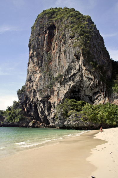 莱雷海滩,喀斯特,甲米,奥南湾,垂直画幅,度假胜地,安达曼海,石灰石,旅行者,户外