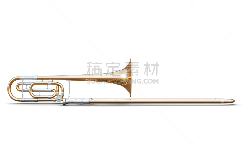 长号,白色背景,分离着色,管弦乐队,黄色,爵士乐,人,闪亮的,金属,一个物体