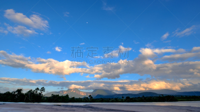 canaima,云景,在上面,水,天空,水平画幅,无人,户外,委内瑞拉,云