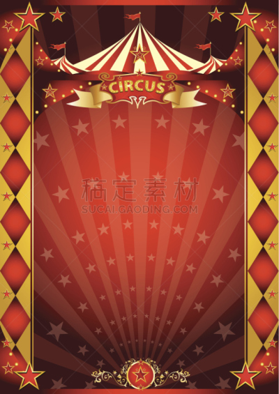 马戏团,菱形,红色,黄金,留白,休闲活动,夜晚,绘画插图,古典式