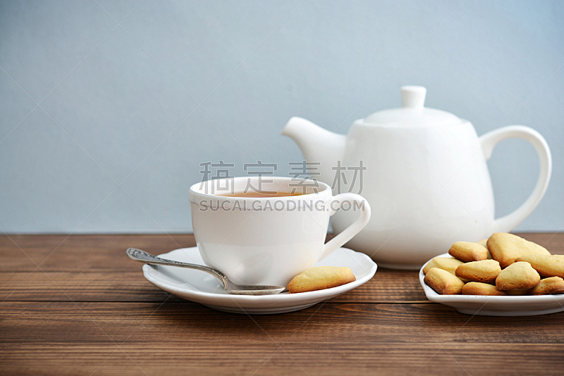 饼干,茶杯,下午茶,餐具,早餐,水平画幅,木制,无人,蓝色,传统