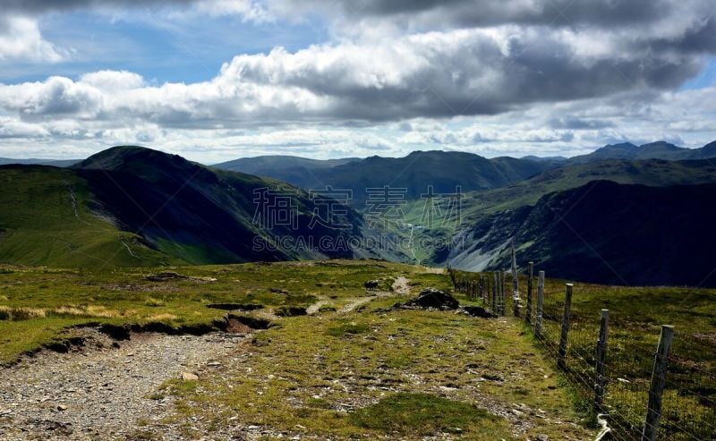 霍尼斯特山口,布兰得瑞德山,温来特,英格兰湖区,坎布里亚,单车道,山脊,电缆,国家公园,水平画幅