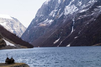 松恩峡湾,水,水平画幅,雪,瀑布,户外,德国北海地区,湖,维京人