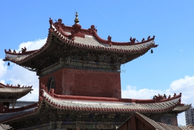 修道院,乌兰巴托,美洲驼羊,水平画幅,佛,建筑,寺庙,亚洲,蒙古,genghis khan