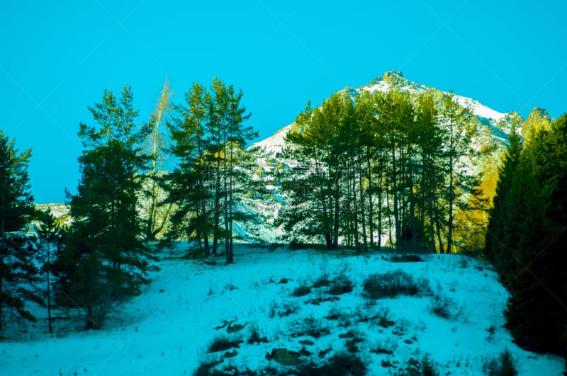 天山山脉,天空,美,水平画幅,山,雪,无人,早晨,户外