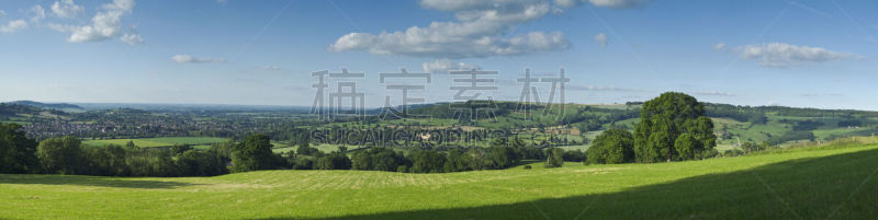 科茨沃尔德 ,全景,苏德里城堡,温什科姆,拼块地形,格洛斯特郡,天空,水平画幅,山,无人