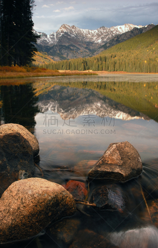 科罗拉多州,韦尔,河流,派尼湖,垂直画幅,风景,图像,洛矶山脉,春天,无人