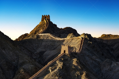 墙,嘉峪关关城,甘肃省,毛石,水平画幅,山,无人,砖墙,陡峭,过去