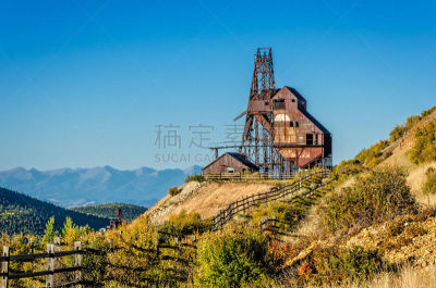 金矿,科罗拉多州,矿井,派克山峰国家森林,黄金,水平画幅,秋天,户外,采矿业,矿工