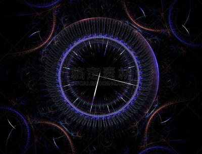 Time Machine. Mechanism of eternity. 3D surreal illustration. Fractal Time series.