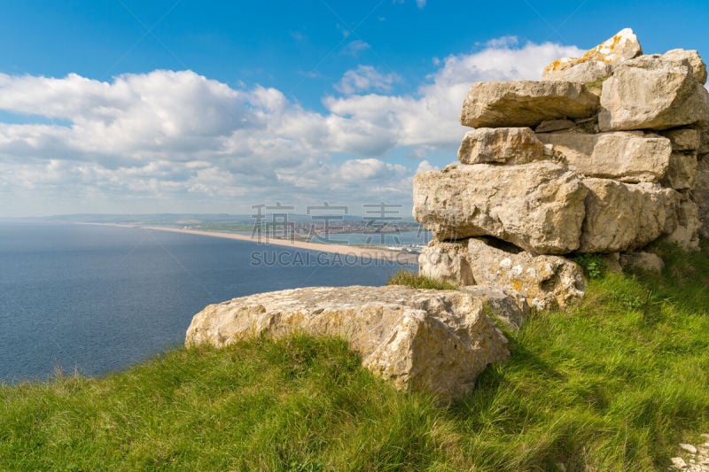 波特兰岛,切西海滩,侏罗纪海岸,英国,风景,多尔斯特,威姆士,韦茅斯波特兰港,多塞特郡,水