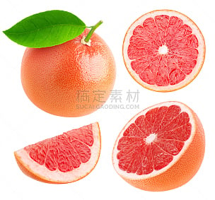 葡萄柚,横截面,完整,白色,分离着色,水平画幅,无人,生食,组物体,特写