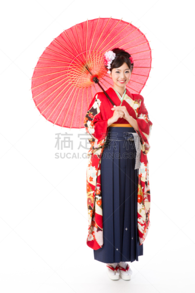 袴,美女,白色背景,衣服,分离着色,女人,长袖和服,和服,裙子,仅日本人