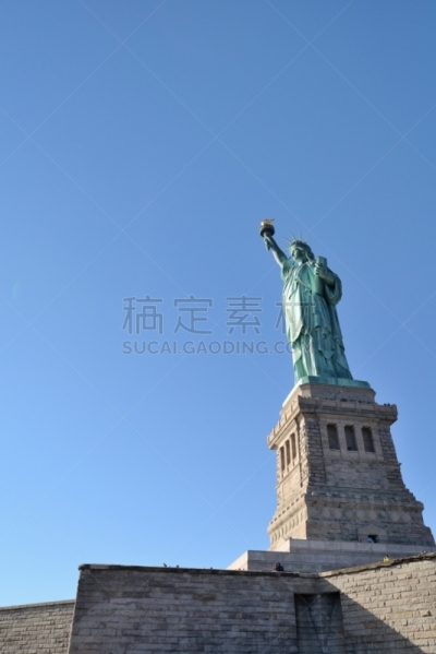 自由女神像,埃利斯岛,垂直画幅,美国,旅游目的地,纽约港,蓝色,符号,巨大的,自由岛