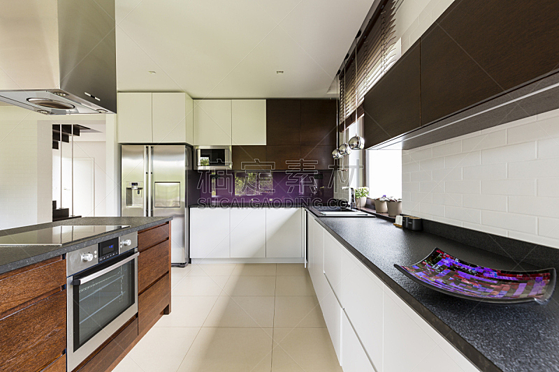 宽的,厨房,技能,紫色,冰箱,水平画幅,无人,现代,想法,白色