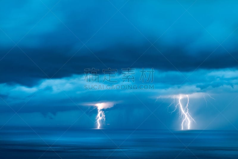 雷雨,海洋,自然,水,天空,暴风雨,水平画幅,地形,夜晚,无人