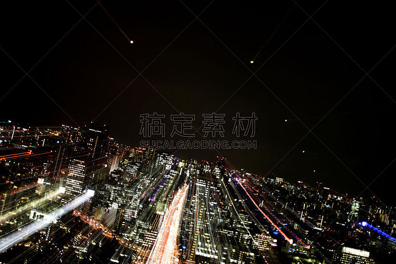 夜晚,东京,建筑外部,迅速变焦效果,天空,东京塔,水平画幅,建筑,无人,电灯