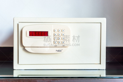 酒店,安全的,特写,桌子,盒子,保险箱,金属,安全,居住区,银行存款单