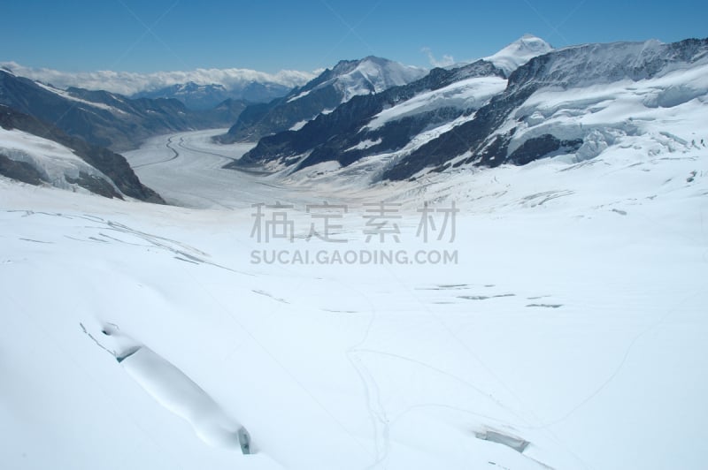 瑞士,少女峰,阿尔卑斯山脉,看风景,山口,水平画幅,地形,山,雪,冰河